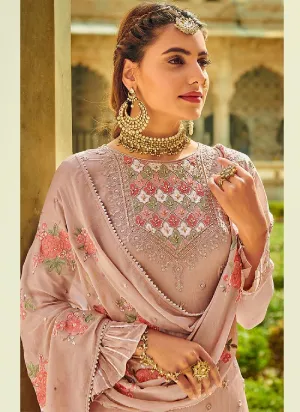Admirable Peach Color With Heavy Embroidered Salwar Kameez